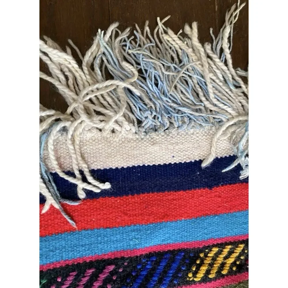 Vintage Turkish Kilim Rug 35x49 Wool Hand Woven Tribal Boho Accent Rug Striped